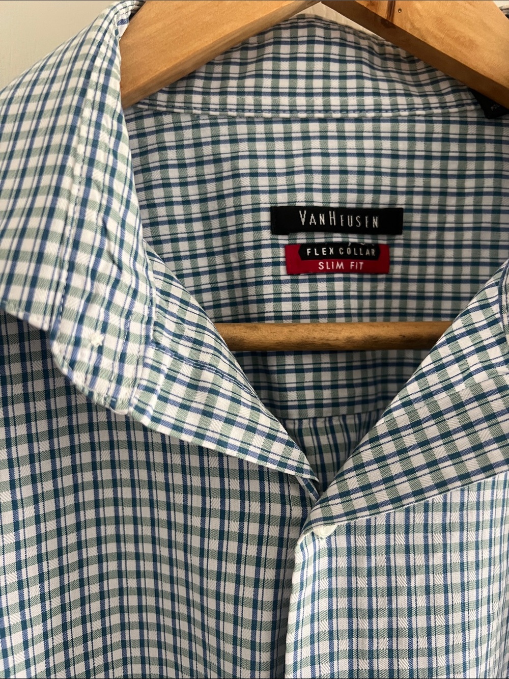 Van Heusen Green and Blue Check Slim Fit Dress Shirt
